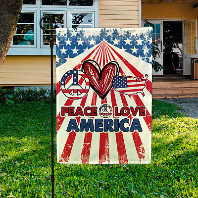 Hippie Peace Love America House Flag - 4th of July Garden Flag