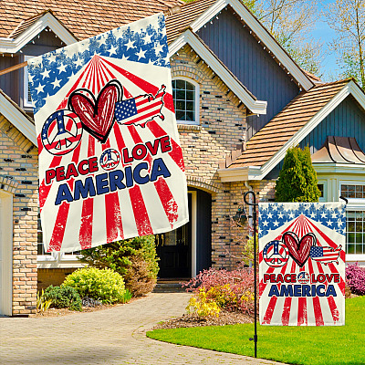 Alternative view of Hippie Peace Love America House Flag - 4th of July Garden Flag