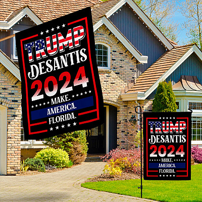 Alternative view of Trump Desantis 2024 Make America Florida Election House Flag - Garden Flag