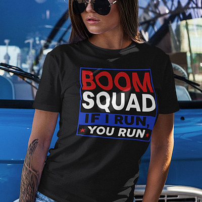 Alternative view of Boom Squad If I Run You Run 4th Of July T-Shirt - V-Neck Shirt