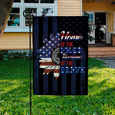 Alternative view of Sunflower Home Of The Free Because Of The Brave American Outdoor Garden Flag - House Flag - Wall Flag