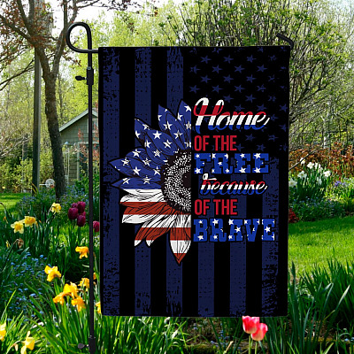 Sunflower Home Of The Free Because Of The Brave American Outdoor Garden Flag - House Flag - Wall Flag