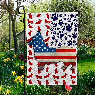 Corgi Lover American Outdoor House Flag - 4th Of July Home Garden Flag - US Patriot Flag - Patriotic Home Decor