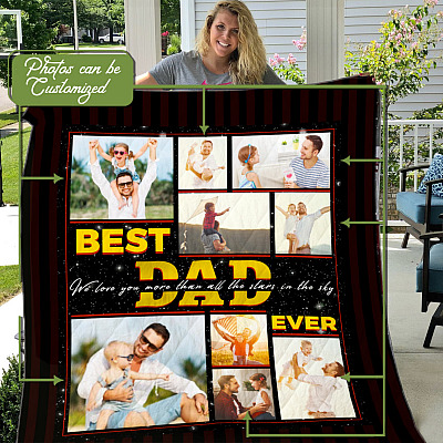Alternative view of Personalized Photo Best Dad Ever We Love You More Fleece Blanket - Sherpa Blanket