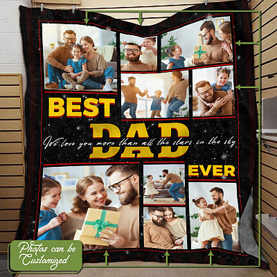 Personalized Photo Best Dad Ever We Love You More Fleece Blanket - Sherpa Blanket