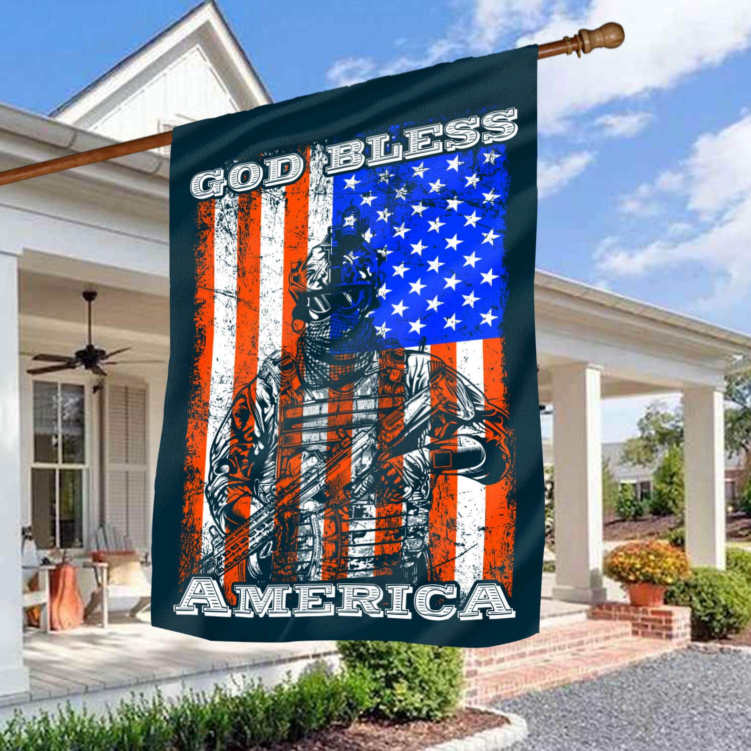 5HV. God Bless America- 2 House Flag Mockup 3