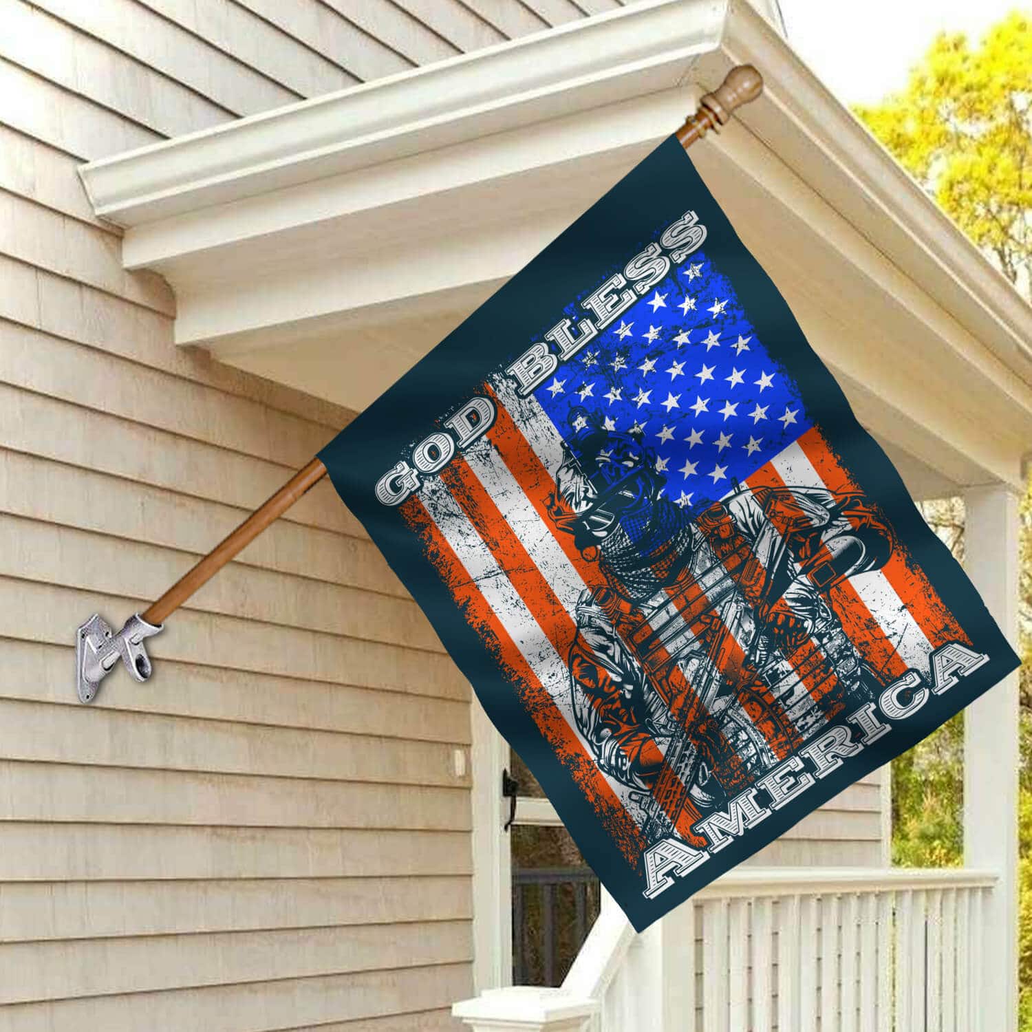 5HV. God Bless America- 2 House Flag Mockup 2