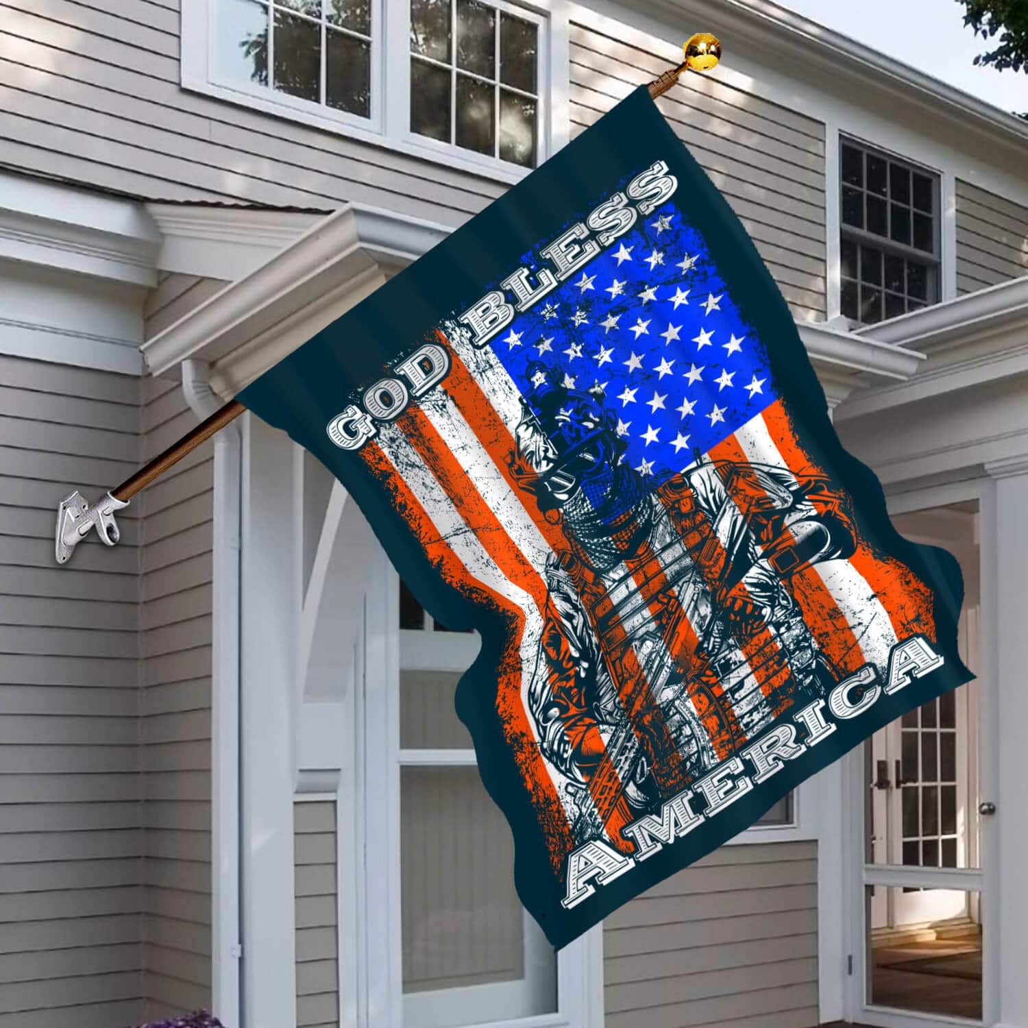 5HV. God Bless America- 2 House Flag Mockup 6