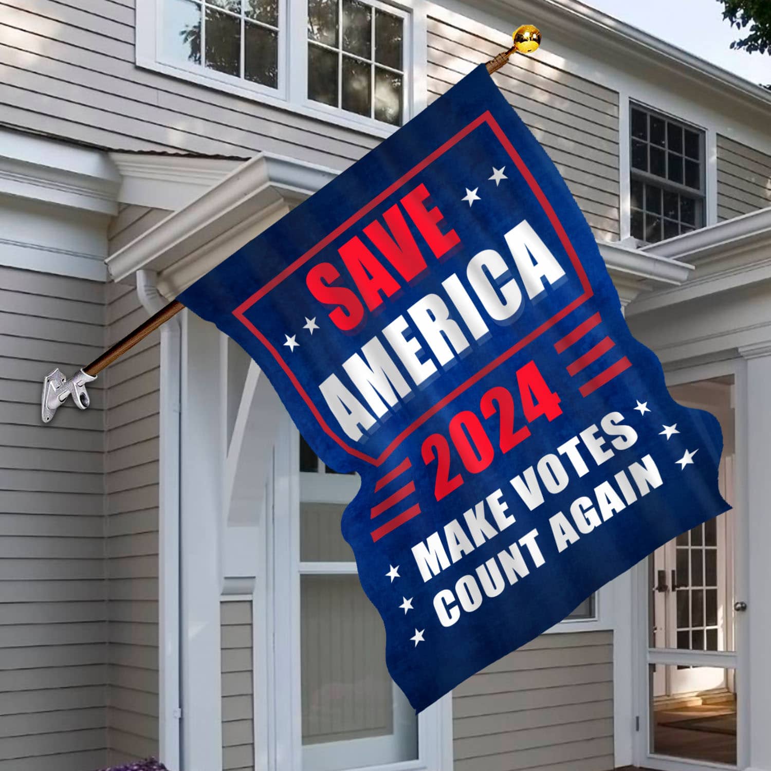 8O. Save America (Flag ) House Flag Mockup 6