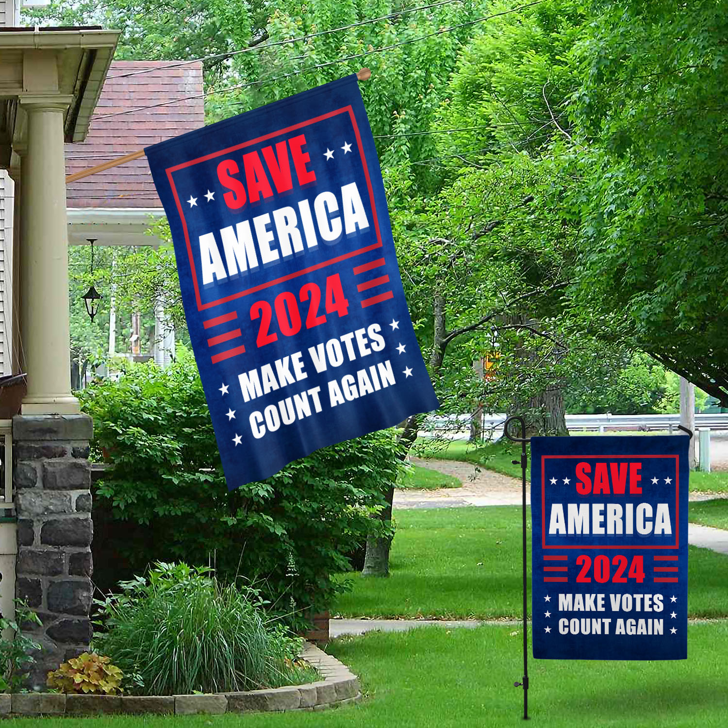 8O. Save America (Flag ) Garden & House Mockup 1