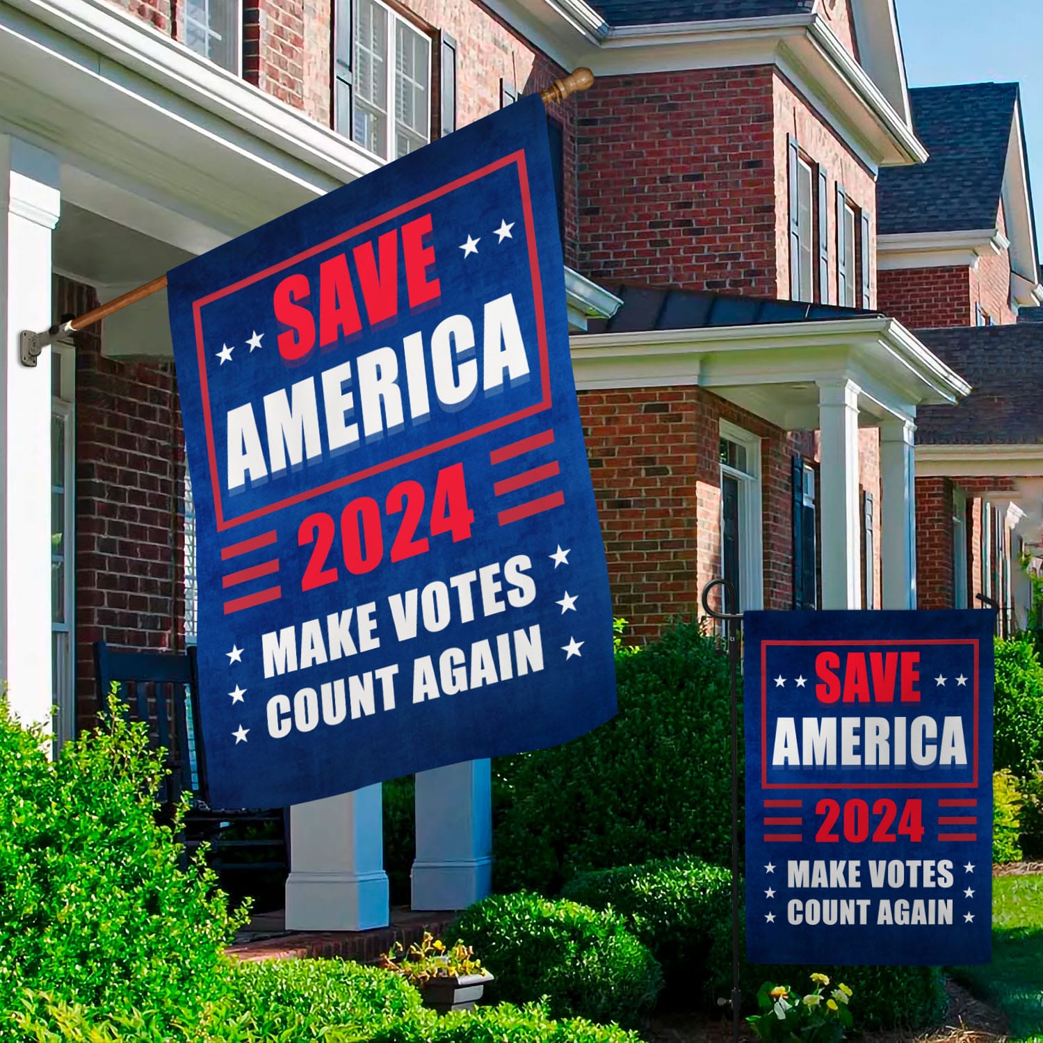 8O. Save America (Flag ) Garden & House Mockup 2