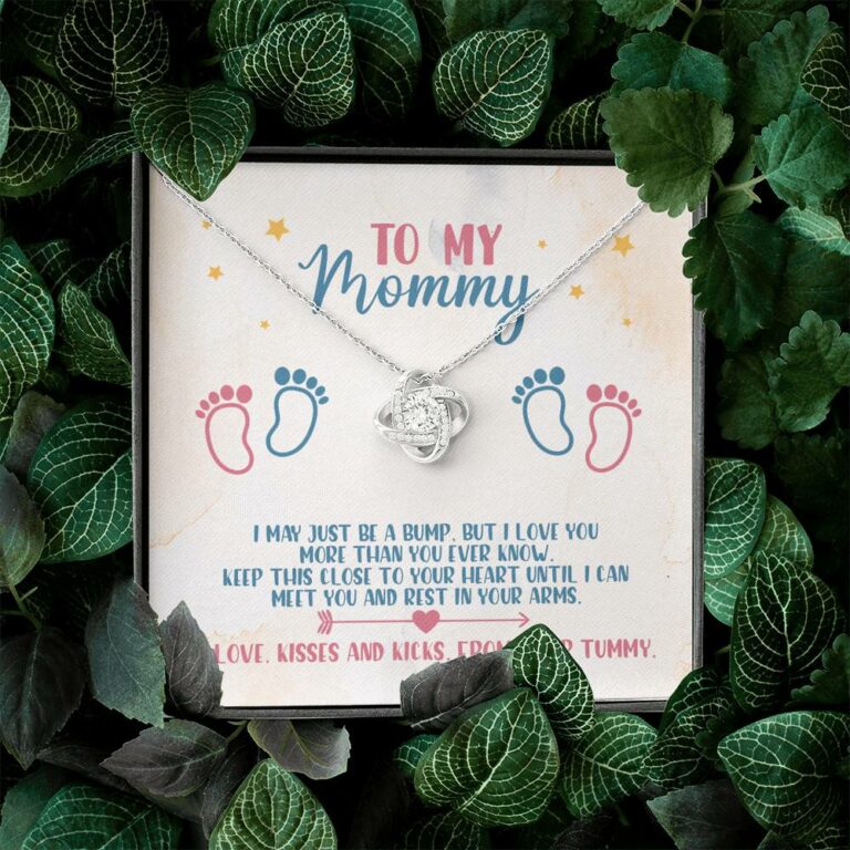 To My Mommy I May Just Be A Bump But I Love You More Than You Know Love Knot Necklace - Baby Shower Gifts