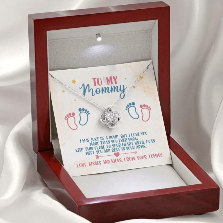 To My Mommy I May Just Be A Bump But I Love You More Than You Know Love Knot Necklace - Baby Shower Gifts