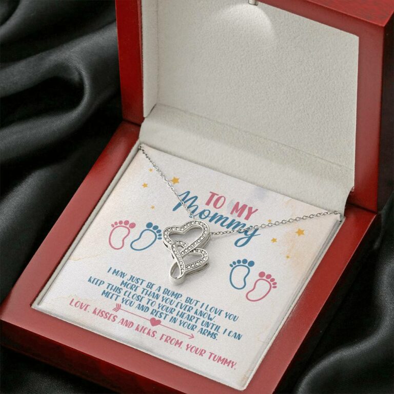 To My Mommy I May Just Be A Bump But I Love You More Than You Know Double Hearts Necklace - Baby Shower Gifts