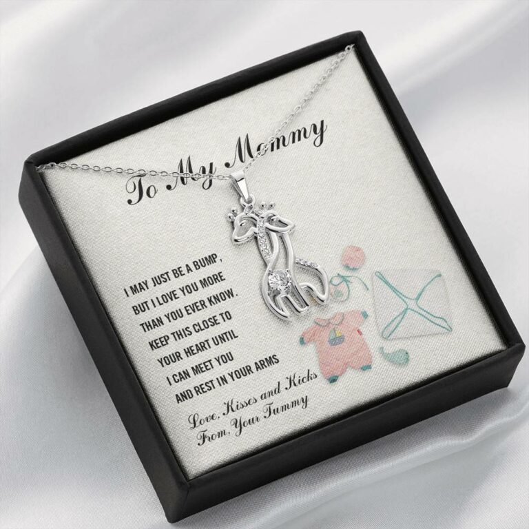 To My Mommy I May Just Be A Bump But I Love You More Than You Know Giraffe Pendant Necklace - Pregnancy Gifts