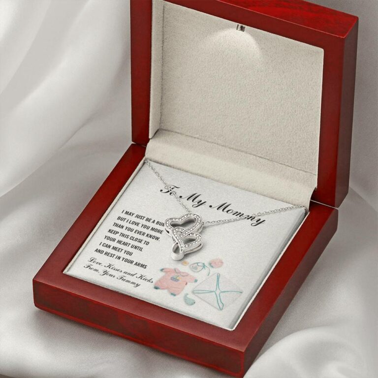 To My Mommy I May Just Be A Bump But I Love You More Than You Know Double Hearts Necklace - Pregnancy Gifts