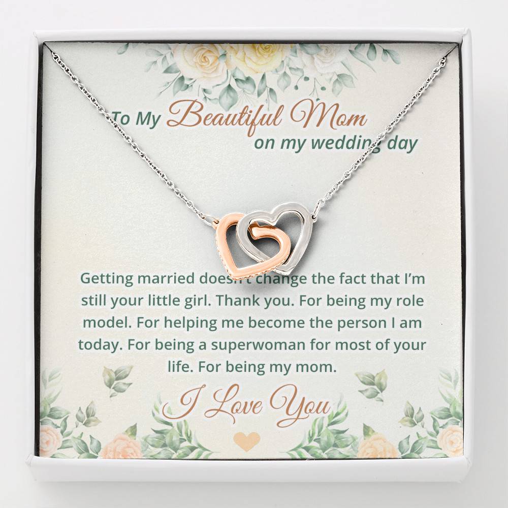 To My Beautiful Mom On My Wedding Day Interlocking Hearts Pendant Necklace - Mother Of The Bride Necklace - Interlocking Hearts Necklace To My Beautiful Mom On My Wedding Day Interlocking Hearts Pendant Necklace - Mother Of The Bride Necklace - Interlocking Hearts Necklace