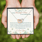 To My Beautiful Mom On My Wedding Day Interlocking Hearts Pendant Necklace - Mother Of The Bride Necklace To My Beautiful Mom On My Wedding Day Interlocking Hearts Pendant Necklace - Mother Of The Bride Necklace