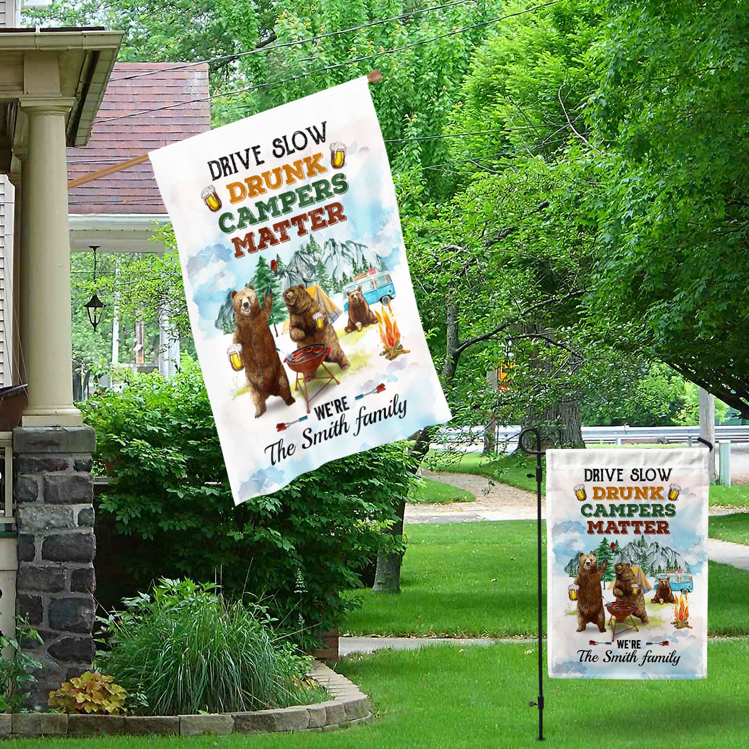 2NH. Drive Slow Flag_Sample Design Garden & House Mockup 1