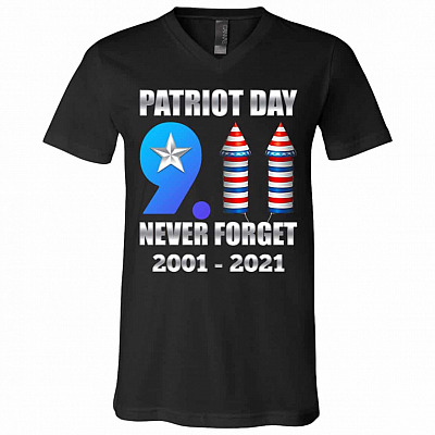 Patriot Day 911 Tshirt, Black, V-Neck T-Shirt