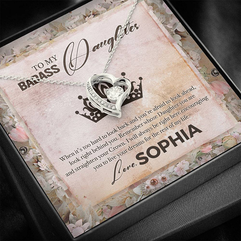 Personalized To My Badass Daughter Forever Love Pendant Necklace - Badass Daughter Necklace