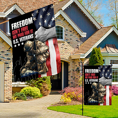 Alternative view of Freedom Isn't Free We Paid For It Us Veteran Outdoor Garden Flag - House Flag - Wall Flag