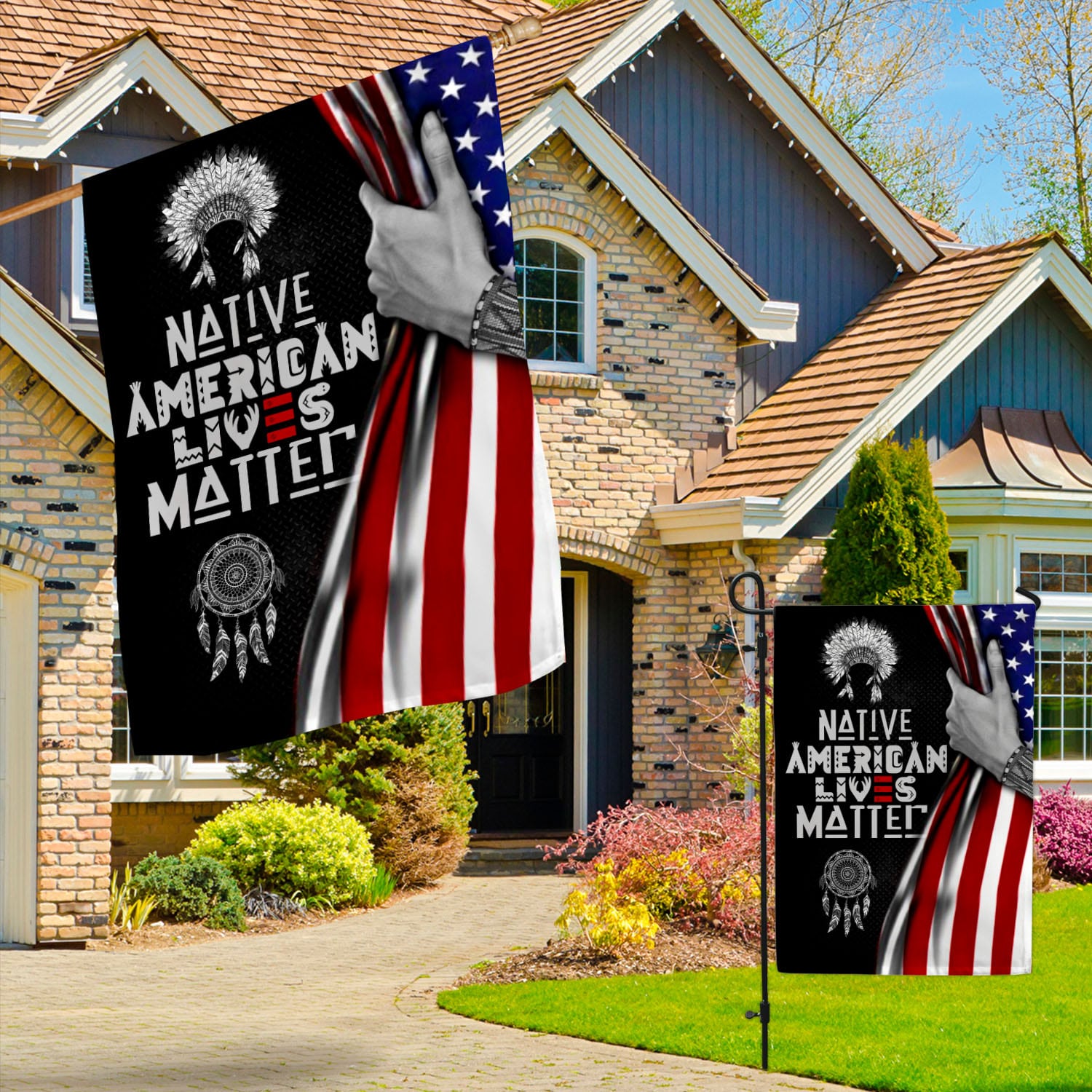 7UT. Native Lives Matter Side 2 Garden & House Mockup 3