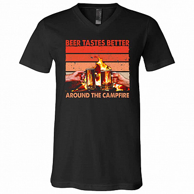 Beer Tastes Better Around Tshirt, Black, V-Neck T-Shirt