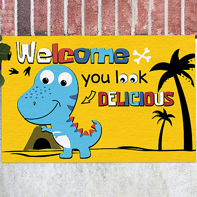 T-Rex Welcome You Look Delicious Funny Welcome Rug Warm House Gift Indoor Outdoor Decorative Doormat