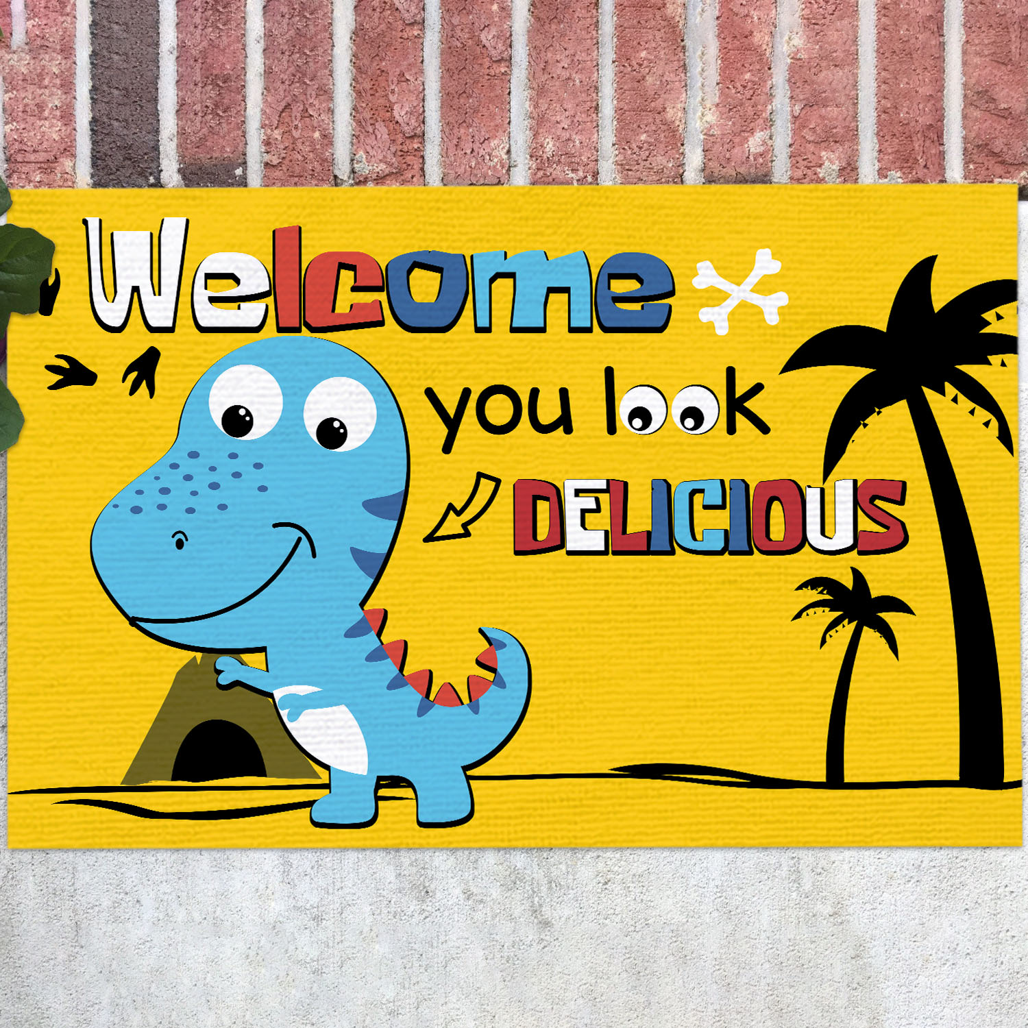 6O. Look Delicious T-rex(6) Doormat Mockup 12