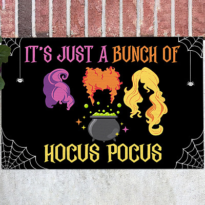 It's Just A Bunch Of Hocus Pocus Entrance Doormat - Sanderson Sisters Halloween Indoor Outdoor Doormat