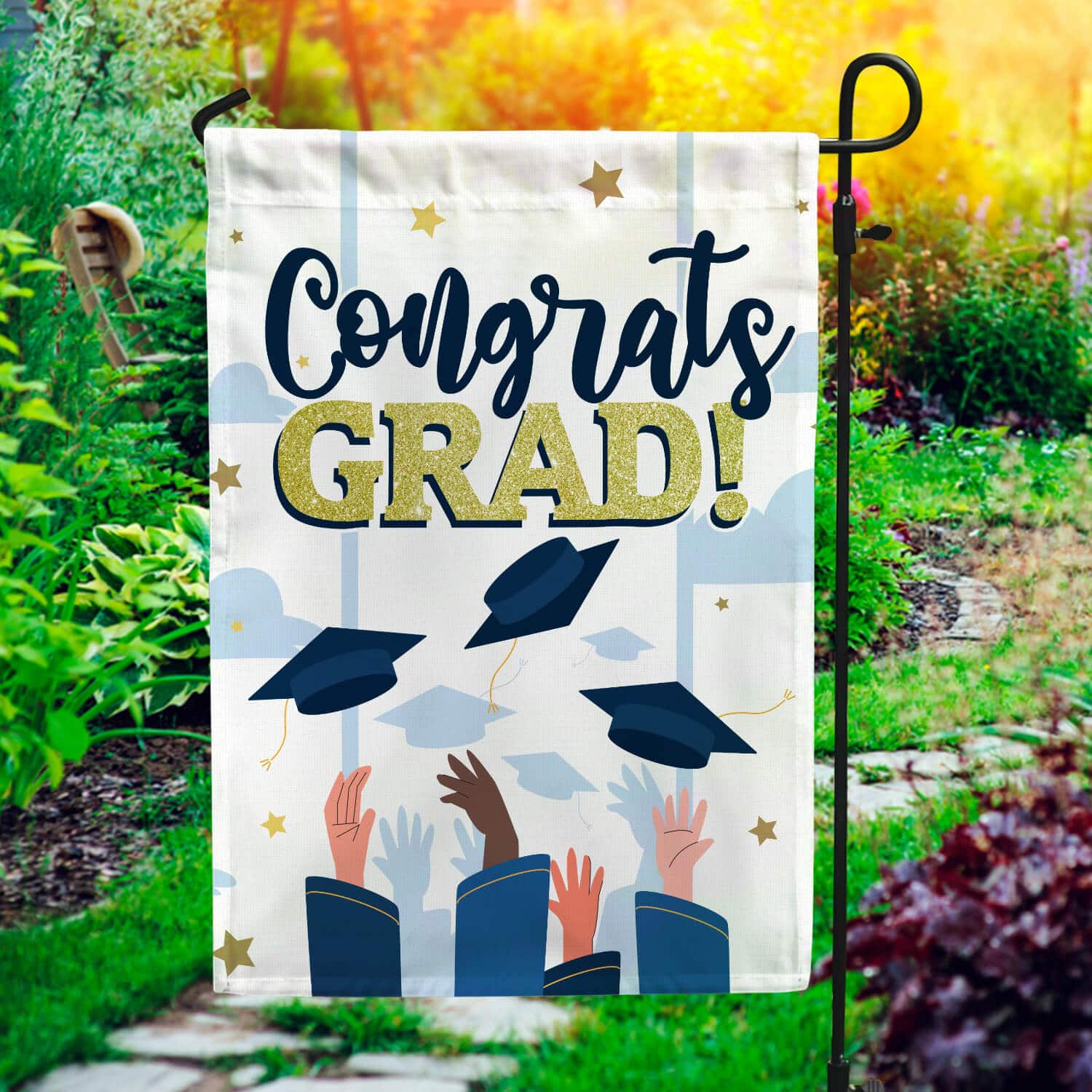 3HV. Congrat Grad Garden Flag Mockup 1