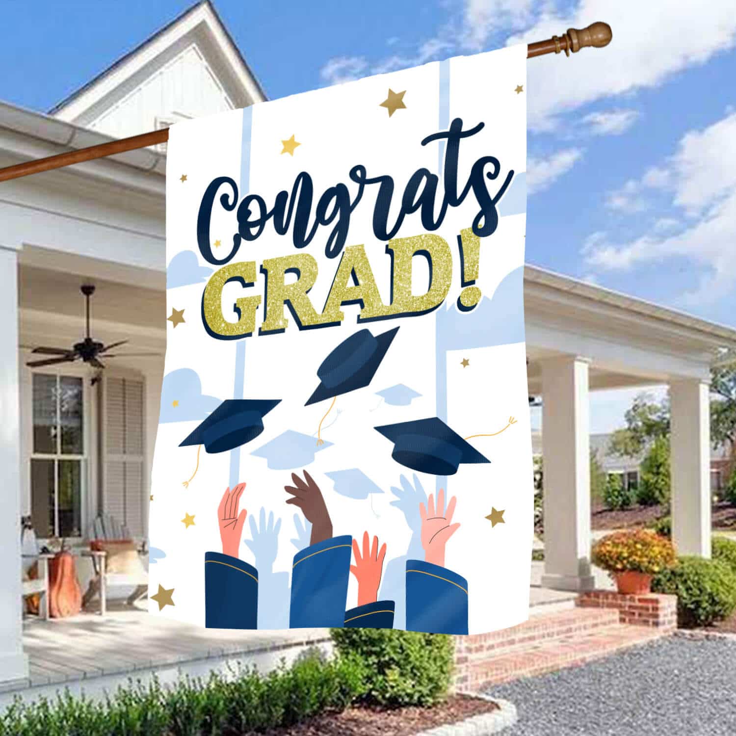3HV. Congrat Grad House Flag Mockup 3