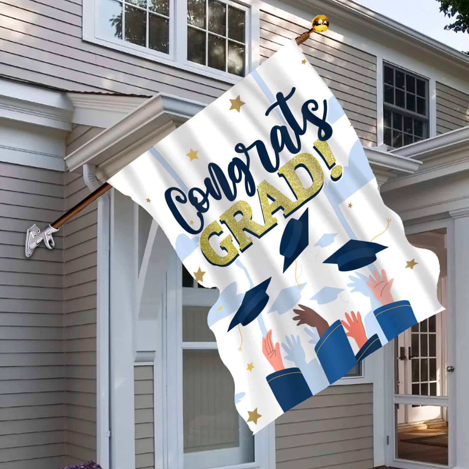 3HV. Congrat Grad House Flag Mockup 6