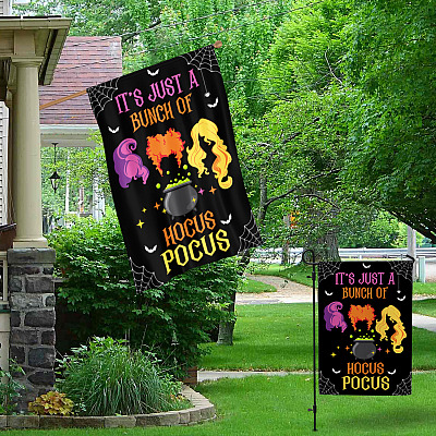 Alternative view of It's Just A Bunch Of Hocus Pocus Garden Flag - Sanderson Sisters Halloween House Flag