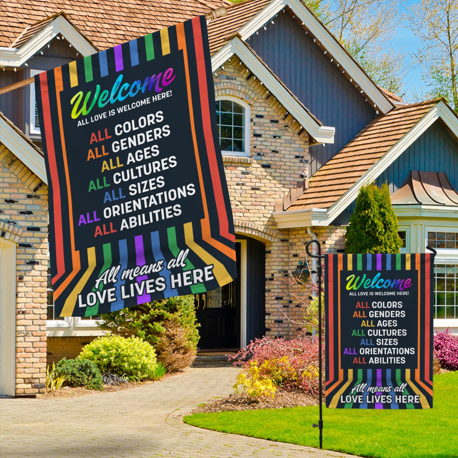3VT. LGBT All Love Is Welcome Garden & House Mockup 3