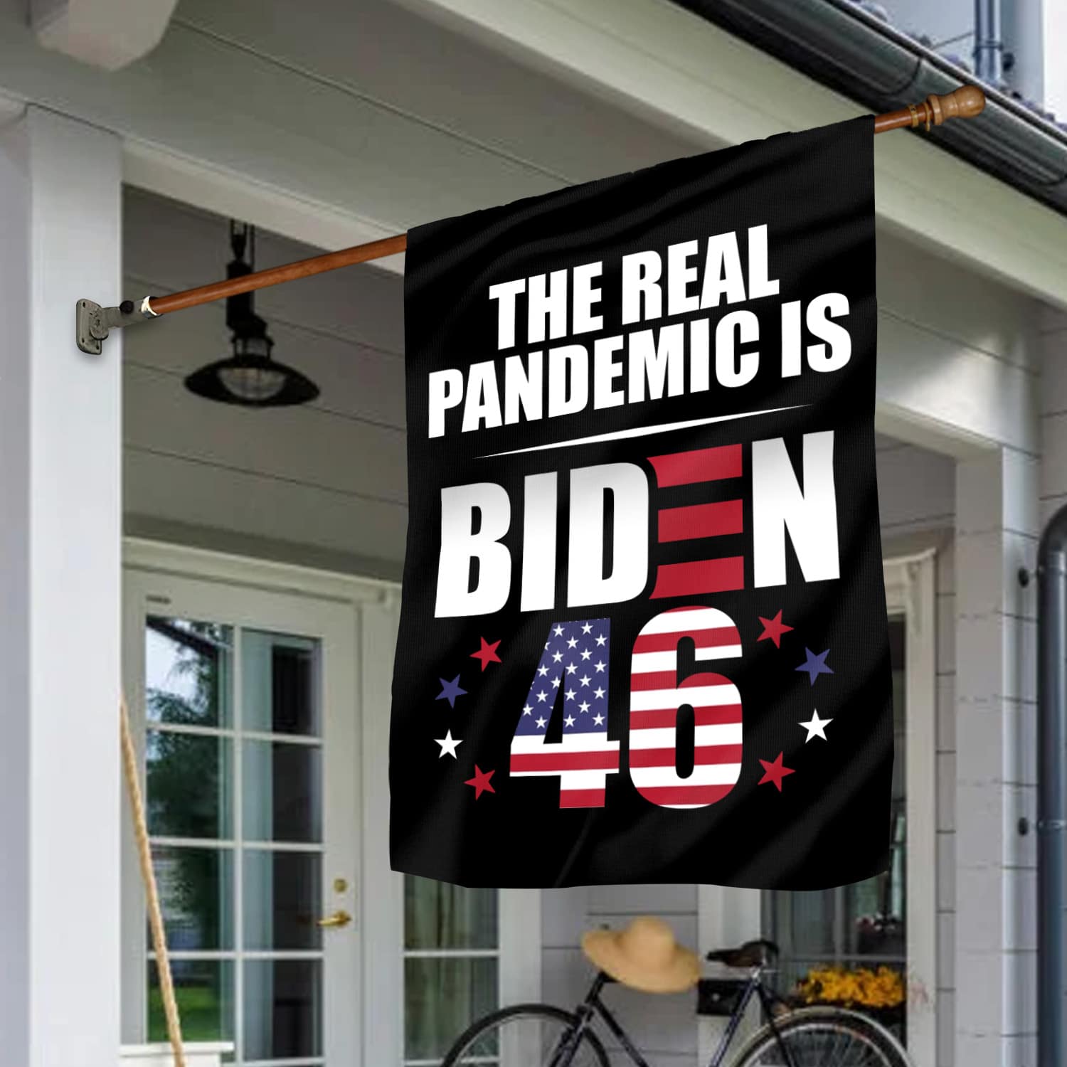 6HP. Pandemic Is Biden (3) House Flag Mockup 1