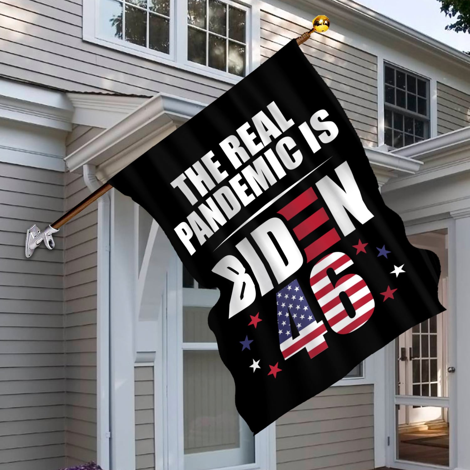 6HP. Pandemic Is Biden (3) House Flag Mockup 6