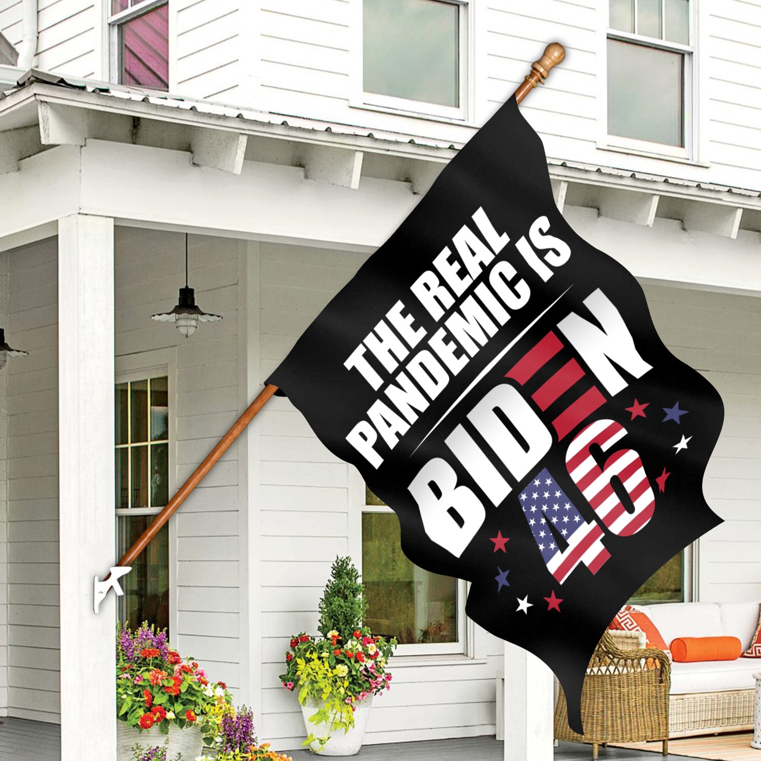 6HP. Pandemic Is Biden (3) House Flag Mockup 7