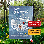 Personalized Photo Forever in Our Hearts Decorative Garden Flag - Indoor Outdoor Flag