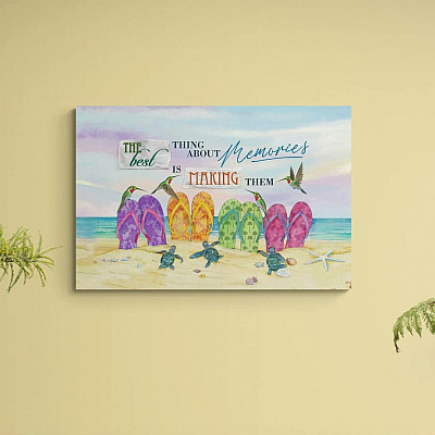 Alternative view of The Best Thing About Memories is Making Them Beach Flip Flops Framed Canvas - Unframed Poster