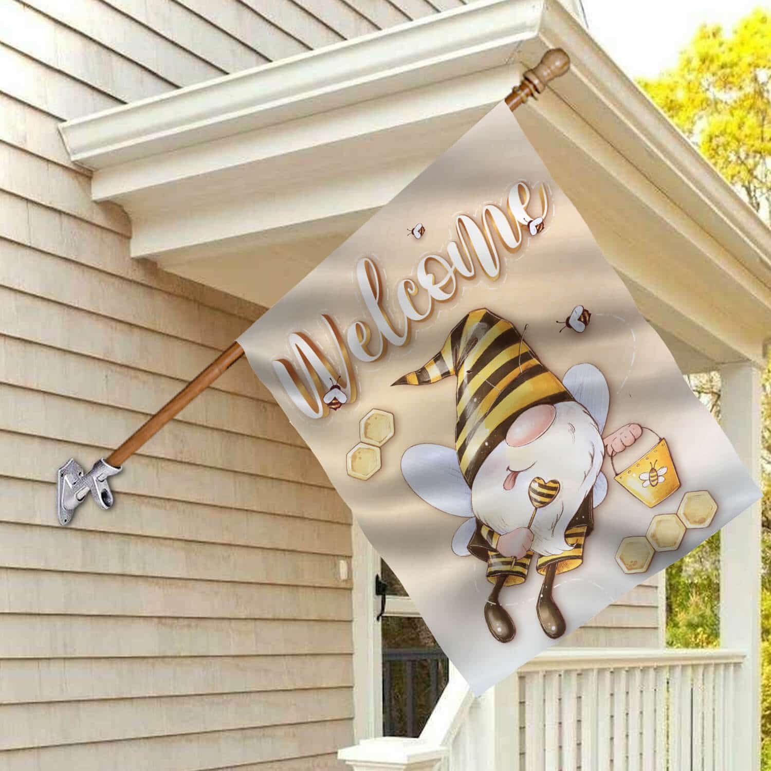 4HV. Welcome Bee (7) House Flag Mockup 2