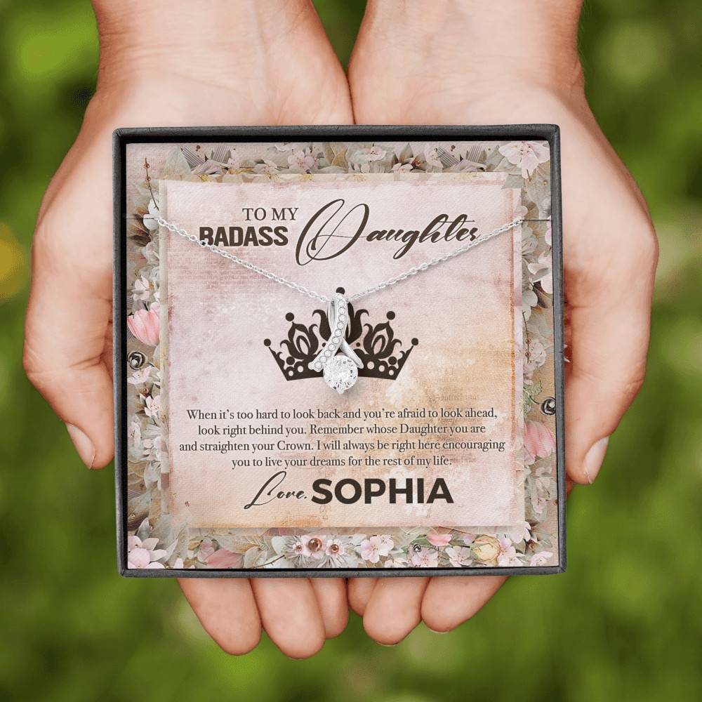 Personalized To My Badass Daughter Alluring Beauty Pendant Necklace - Badass Daughter Necklace Personalized To My Badass Daughter Alluring Beauty Pendant Necklace - Badass Daughter Necklace