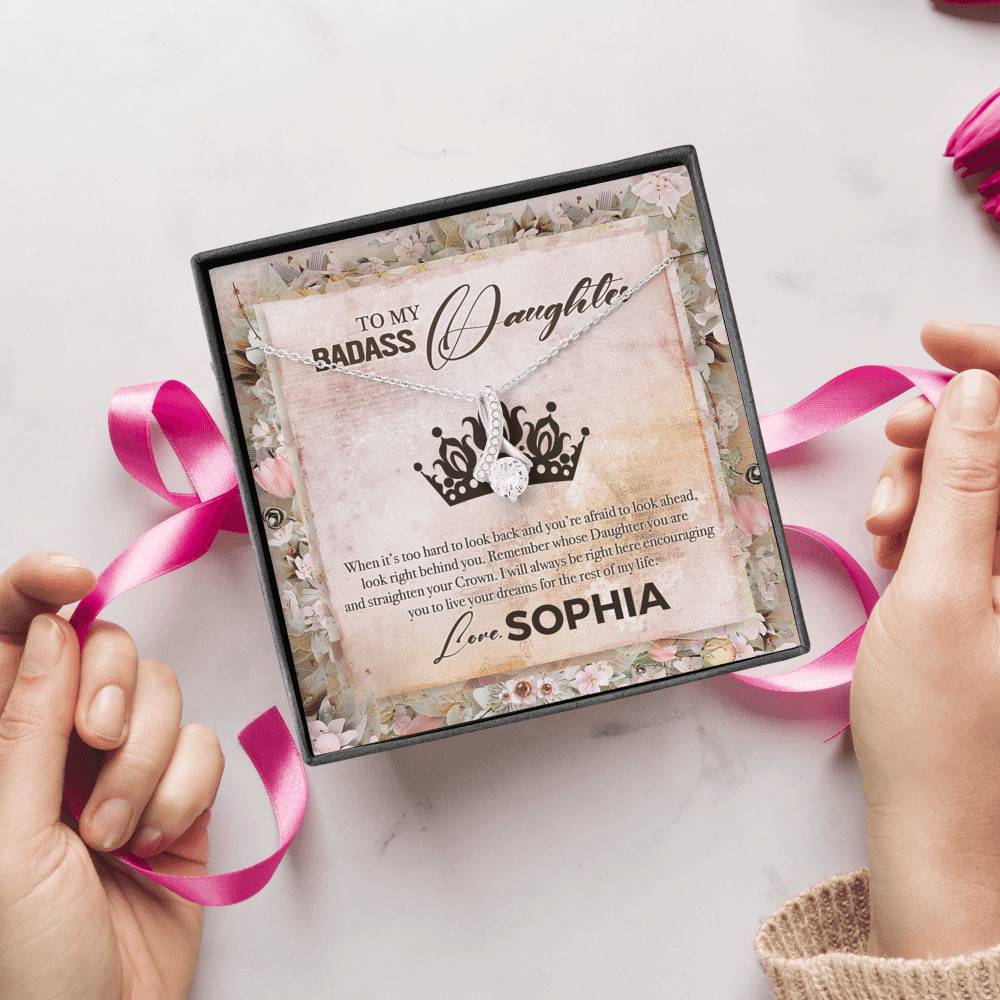 Personalized To My Badass Daughter Alluring Beauty Pendant Necklace - Badass Daughter Necklace Personalized To My Badass Daughter Alluring Beauty Pendant Necklace - Badass Daughter Necklace