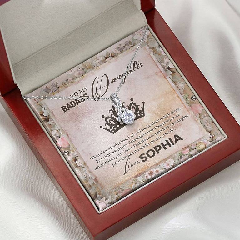 Personalized To My Badass Daughter Alluring Beauty Pendant Necklace - Badass Daughter Necklace