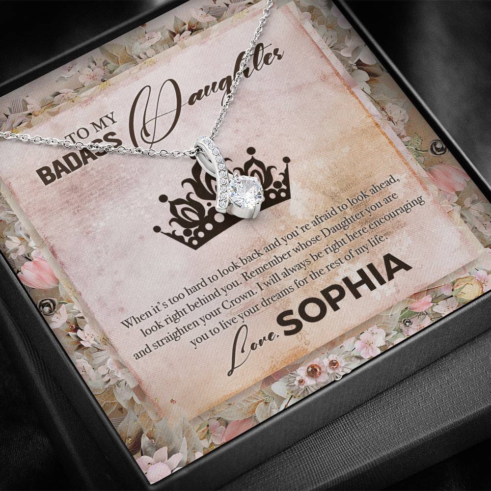 Personalized To My Badass Daughter Alluring Beauty Pendant Necklace - Badass Daughter Necklace Personalized To My Badass Daughter Alluring Beauty Pendant Necklace - Badass Daughter Necklace