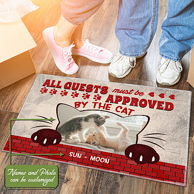 Personalized Photo All Guests Must Be Approved By The Cat Indoor Outdoor Decorative Doormat