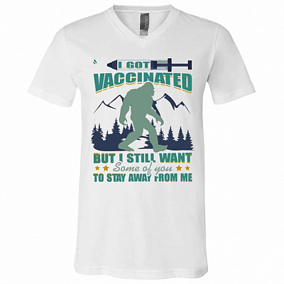 vacinate, White, V-Neck T-Shirt