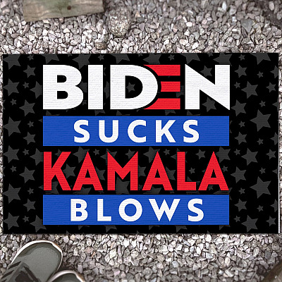 Biden Sucks Kamala Blows Anti Biden Doormat - Political Indoor Outdoor Doormat