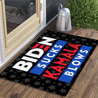 Alternative view of Biden Sucks Kamala Blows Anti Biden Doormat - Political Indoor Outdoor Doormat